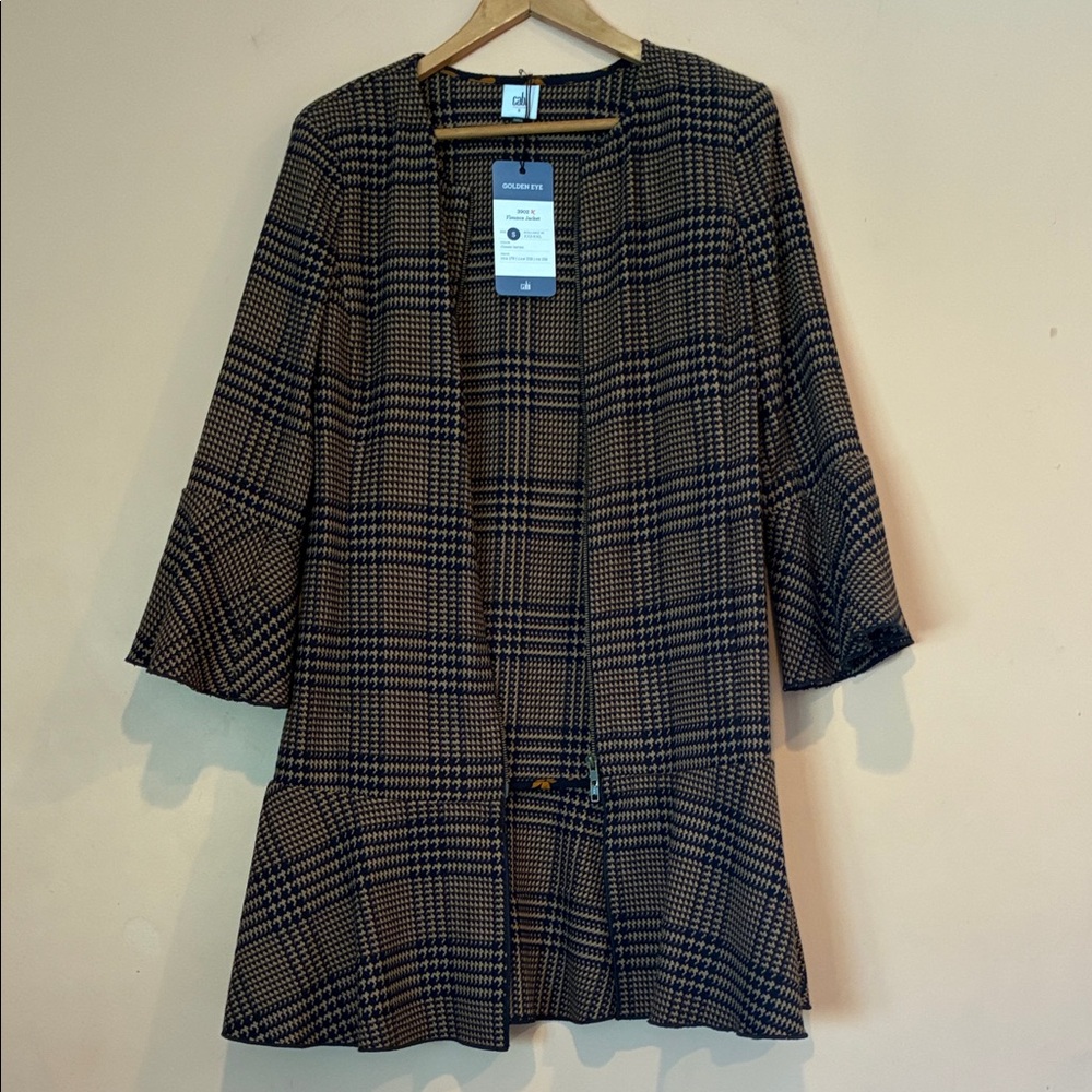 CAbi Black and Tan Plaid Blazer